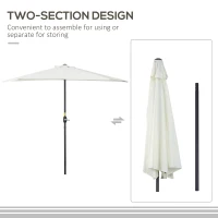 Outsunny 2.7m Garden Half Parasol, Outdoor Balcony Umbrella with 5 Steel Ribs, Patio Sun Shade, Cream White(m-4)