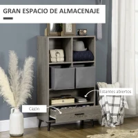 HOMCOM Estantería con 5 Compartimientos de Almacenaje y 2 Cajones de Tela Extraíbles Estilo Moderno 60x28,5x105 cm Gris(m-4)