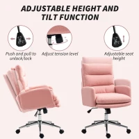 HOMCOM 91-99cm Sherpa Fleece Office Chair - Pink(m-5)