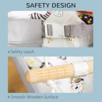 Outsunny Baby Swing Seat, Kids Hanging Hammock Chair, with Cotton-Padded Pillow, Wooden Frame, Indoor Use, for Ages 6-36 Months, Grey(m-5)