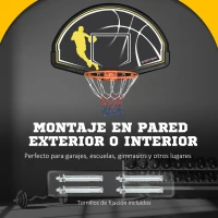 SPORTNOW Canasta de Baloncesto de Pared Aro de Baloncesto para Interior y Exterior 110x90x70 cm Negro y Amarillo(m-4)