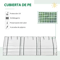 Outsunny Invernadero de Exterior Invernadero de Jardín 270x90x90 cm Tipo Caseta con 3 Ventanas Marco de Acero y Cubierta de PE 140g/㎡ para Cultivo Plantas Flores Tomates Blanco(m-4)