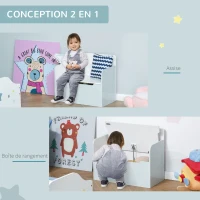 HOMCOM Coffre à jouets pour enfants banc meuble de rangement vérin pneumatique 60 x 30 x 50 cm blanc(m-5)