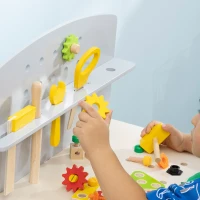HOMCOM Banco da Lavoro Giocattolo in Legno con 31 Accessori per Bambini da 3-6 Anni, 53x31x77cm(m-9)