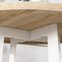HOMCOM Table à manger ronde pour 4 personnes table de cuisine design moderne avec plateau effet bois et base en acier croisé(m-7)