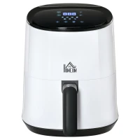 HOMCOM 2.5L Air Fryer, 1300W Air Fryer Oven with Digital  Touch Display, Rapid Air Circulation, Adjustable Temperature, Timer and Dishwasher Safe Basket for Oil Less or Low Fat Cooking, White(m-11)