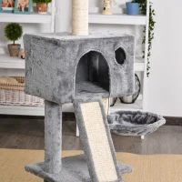 PawHut Arbre à chats multi-équipements griffoirs grattoirs plateformes rampes niche hamac jouets suspendus dim. 60L x 49l x 130H cm gris(m-7)