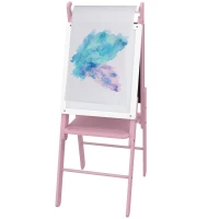 AIYAPLAY Three-In-One Easel for Kids, with Paper Roll, Adjustable Height - Pink(m-11)