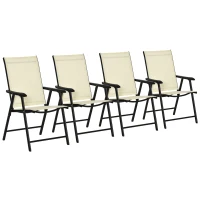 Outsunny Set of Four Folding Garden Chairs - Beige(m-1)