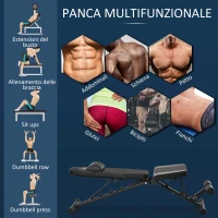 HOMCOM Panca Pesi Multifunzione per Palestra, Pieghevole e Regolabile 145x55x41-114cm - Nero(m-4)