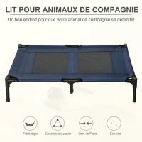PawHut Lit sur pieds lit pour chien chat lit de camp lit surélevé aniamux tissu Oxford textilène micro-perforé acier(m-4)