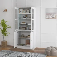 HOMCOM Double Storage Display Cabinet - White(m-7)