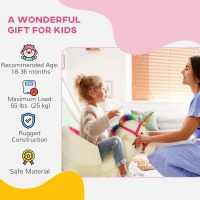 AIYAPLAY Kids Rocking Horse with Realistic Sounds, Safety Belt, Wooden Base, for Ages 18-36 Months, Cream White(m-8)
