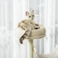 PawHut Árbol para Gatos 50x40x105 cm Árbol Rascador Grande Centro de Actividad Plataformas Tubo de Juego Sisal Natural(m-8)