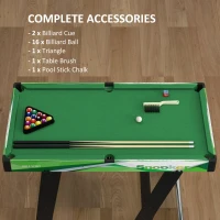 SPORTNOW 104cm Folding Mini Pool Table Set with 2 Cues, 16 Balls, Chalk, Triangle, Brush, Green(m-5)