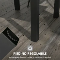 Outsunny Tavolo da Giardino Allungabile per 4-6 Persone con Piano a Doghe, in Alluminio, 81/162x80x75 cm, Grigio(m-7)