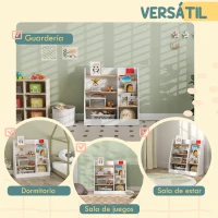 AIYAPLAY Estantería para Libros Infantil de 4 Niveles Estantería Infantil con 4 Estantes y Compartimentos Blanco(m-7)