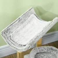 PawHut Abre à chat avec griffoir 1 niche supérieure avec coussin lavable 1 niche ronde peluche hauteur 60 cm gris(m-7)