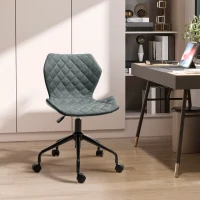HOMCOM Office Computer Desk Chair, Swivel Task Chair no Arms, Fabric Study Chair with Adjustable Height and Rolling Wheels for Home Work, Grey(m-2)