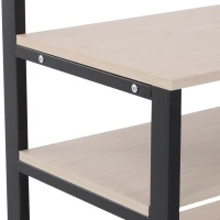 HOMCOM 4 Hooks Wooden Garment Rack Freestanding Coat Rail Storage Shelves Metal Tidy Shoes Clothes Stand Entryway Furniture - 60L x 40W x 175H (cm)(m-7)