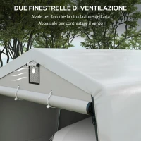 Outsunny Tendone per Auto e Feste con 2 Finestre Laterali, in Acciaio Zincato e PE, 618x265/330x240 cm, Grigio Chiaro(m-7)