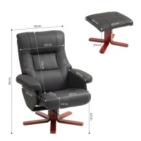 HOMCOM Faux Microfibre Leather Manual Recliner and Footstool Set - Black(m-3)