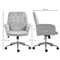 Vinsetto Linen Computer Chair with Armrest, Modern Swivel Chair with Adjustable Height, Light Grey(m-3)