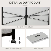 HOMCOM Commode à 8 tiroirs en tissu non tissé meuble de rangement tiroir pliant - structure acier 80 x 30 x 81,5 cm noir(m-6)