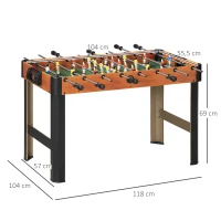 HOMCOM Futbolín con Soporte para Niños de +7 Años con 2 Bolas Marcadores 22 Jugadores para Familias 118x104x69 cm Negro(m-3)