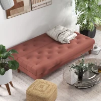 HOMCOM Divano Letto 3 Posti con Schienale Regolabile a 3 Livelli in Microfibra, 185x85x84cm, Arancione(m-8)