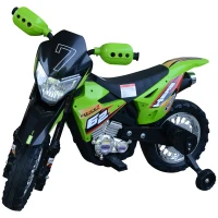HOMCOM Motocross électrique 35 W Enfant 3 à 6 Ans dim. 109L x 52,5l x 70,5H cm roulettes Amovibles Vert(m-1)