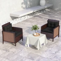 Outsunny 2-Piece Seat Cushions Back Pillows Replacement, Patio Chair Cushions Set for Indoor Outdoor, Black(m-2)