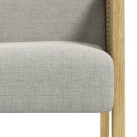 HOMCOM Poltroncina stile Boho da Salotto e Camera in Poliestere con Braccioli in Legno, 65.5x72x78 cm, Grigio(m-8)