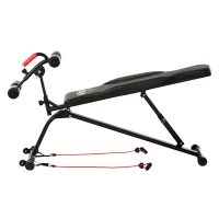 HOMCOM Banco de Abdominales Plegable Regulable en Altura y Ángulo Ajustable con Cintas Elásticas 44,5x143x84-92 cm Negro(m-8)