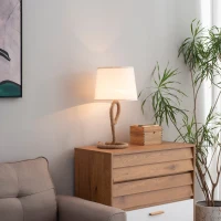 HOMCOM Lampada da Tavolo Stile Marinaro in Corda e Tessuto, Attacco E27, Ф30x56cm - Bianco(m-2)