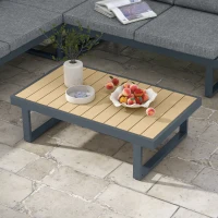 Outsunny Ensemble salon de jardin d'angle design 5 places coussins table basse alu. gris anthracite et imitation bois(m-7)