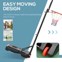 HOMCOM Portable Basketball Hoop Stand 160-210cm Adjustable Height Sturdy Rim Hoop w/ Large Wheels Stable Base & Net Free Standing(m-5)