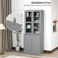 HOMCOM Double Storage Display Cabinet - Grey(m-4)