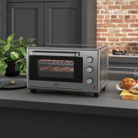 HOMCOM 30L 60-230℃ Mini Electric Oven, with Accessories - Silver Tone(m-10)
