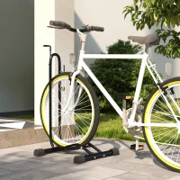SPORTNOW Aparcamiento para Bicicletas Vertical y Horizontal con Ganchos Ajustables para Bicicletas de 24-29 Pulgadas y 700 C Negro(m-2)