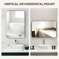 HOMCOM 90 x 60cm Curved Bathroom Mirror - Black(m-4)