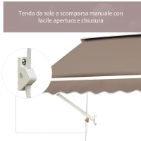 Outsunny Tenda da Sole a Caduta con Rullo Avvolgibile e Angolazione Regolabile 0-120°, 180×70cm, Marrone(m-4)