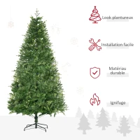 HOMCOM Sapin de Noël artificiel 228 cm 2056 branches + support pied vert(m-4)