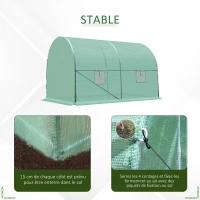 Outsunny Serre de Jardin Tunnel 6 m² 3L x 2l x 1,9H m métal galvanisé renforcé diamètre 2,4 cm + PE Haute densité fenêtres Porte Vert(m-5)
