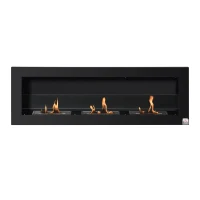 HOMCOM Cheminée bioéthanol Murale encastrable 3 brûleurs 3 L au total, environ 3 h de durée de combustion, dims. 120L x 15l x 40H cm, acier inox noir(m-1)