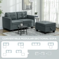 HOMCOM 'L' Shape Modular Storage Sofa - Dark Grey(m-4)