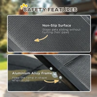 PawHut Folding Dog Ramp for Car, Portable Pet Ramp, with Non-Slip Surface, Aluminium Alloy Frame, for XL Dogs(m-5)