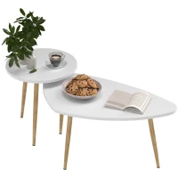HOMCOM Set of Two Scandinavian-Style Coffee Tables - White(m-1)