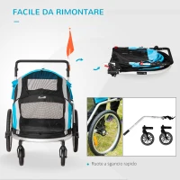 PawHut Carrello Trasporto Cani sotto i 30kg, Rimorchio Bici per Cani con Porta Anteriore e Posteriore, Finestre a Rete e Tetto Apribile, 150x82x98-108cm(m-8)