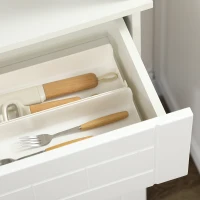 HOMCOM Buffet de Cuisine Armoire de Cuisine contemporaine Multi-Rangement 4 Portes tiroir Coulissant et Grand Plateau dim. 74L x 39l x 183H cm Bois Blanc(m-9)